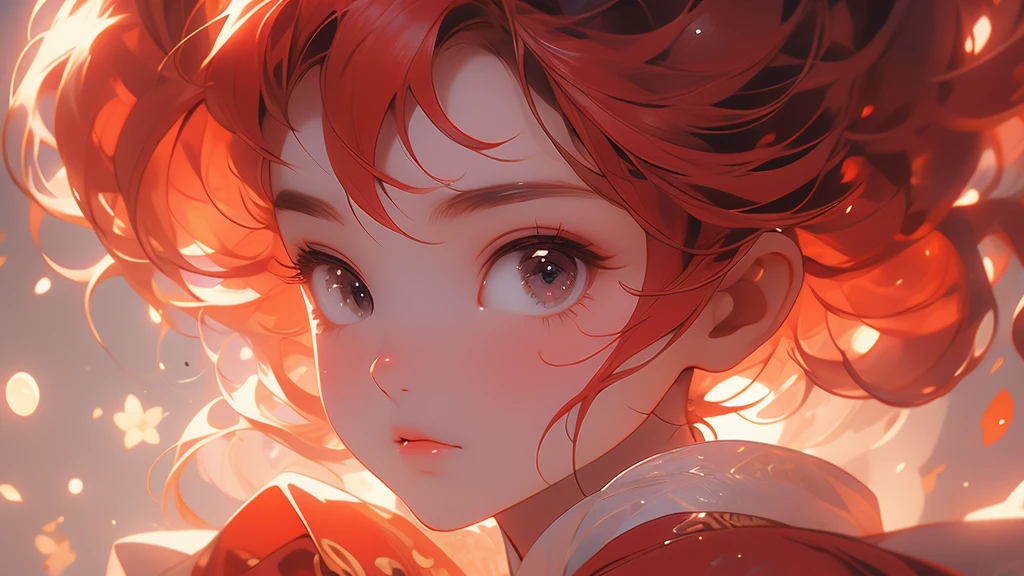 Cute sexy girl, Red hair, Bunny Girl,Close-up of side face,black background,Surreal, Detailed lighting, Japanese Animation