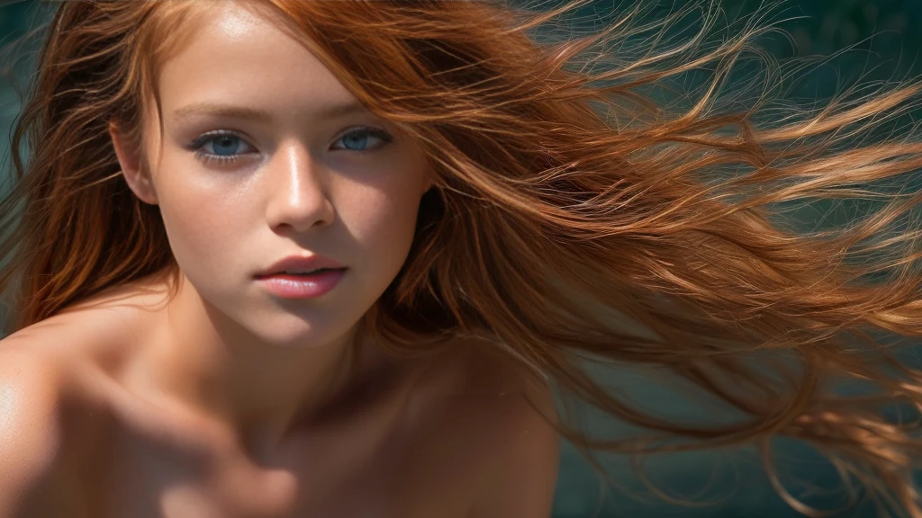 ((high resolution)), ((pale skin)), freckled, brunette ((13 year old)) girls, wavy hair, naked, running
