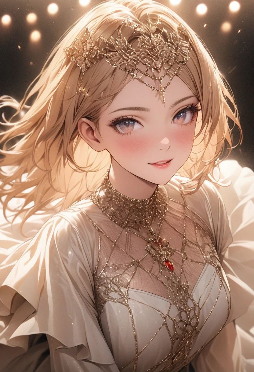 masterpiece, best quality, extremely detailed CG unity 8k wallpaper, Fashion Model, Under the spotlight of the stage、Walking gracefully across the stage、whole body、Realistic skin texture、Golden Ratio、in focus with blurred background