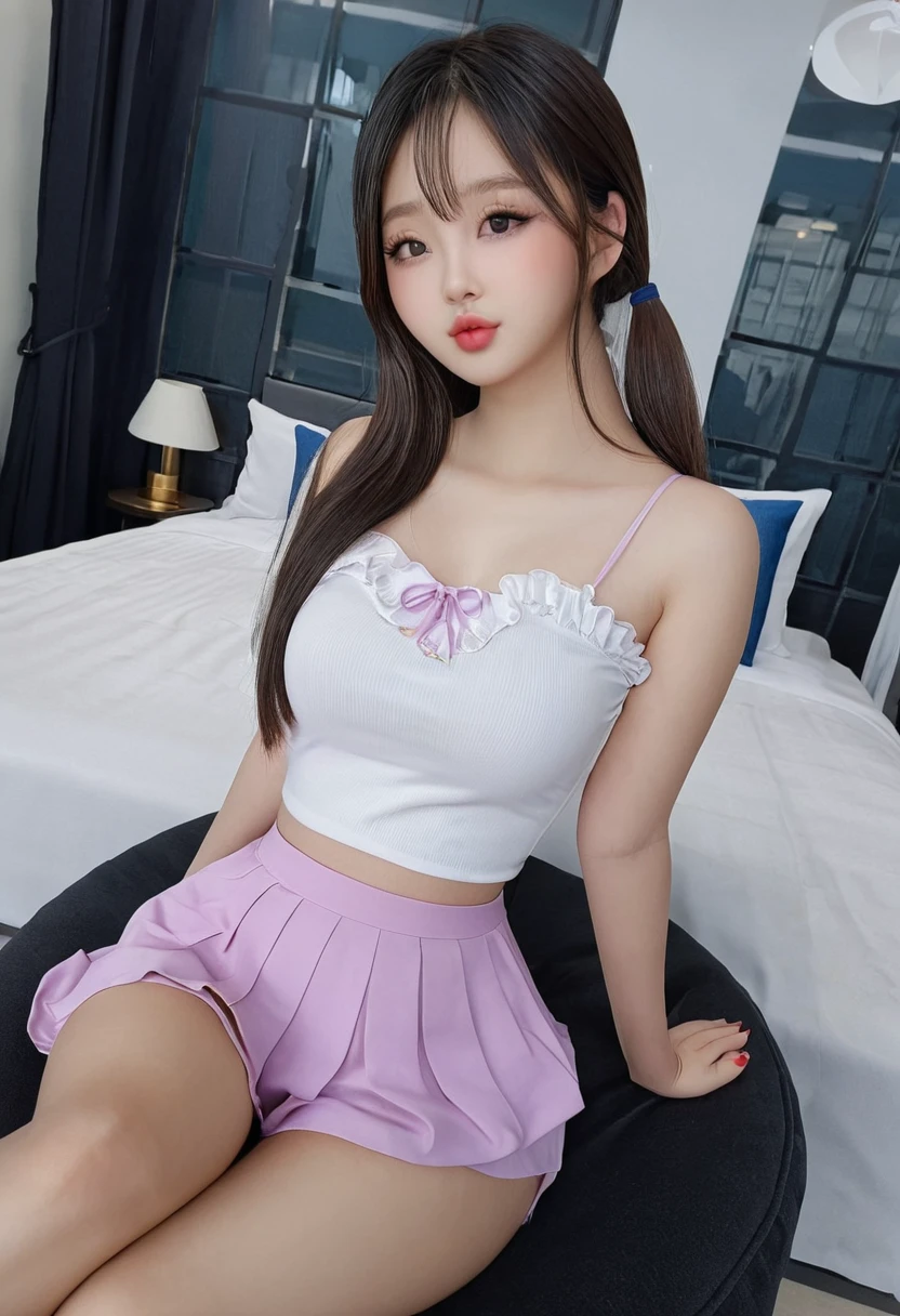 ((high quality:1.2)), work of art, (8k), extremely detailed, ((High detail:1.2)), ((best resolution:1.4)), Solo, 1girl, 24 years old Korean Ulzzang female, ((sitting, open M legs)),