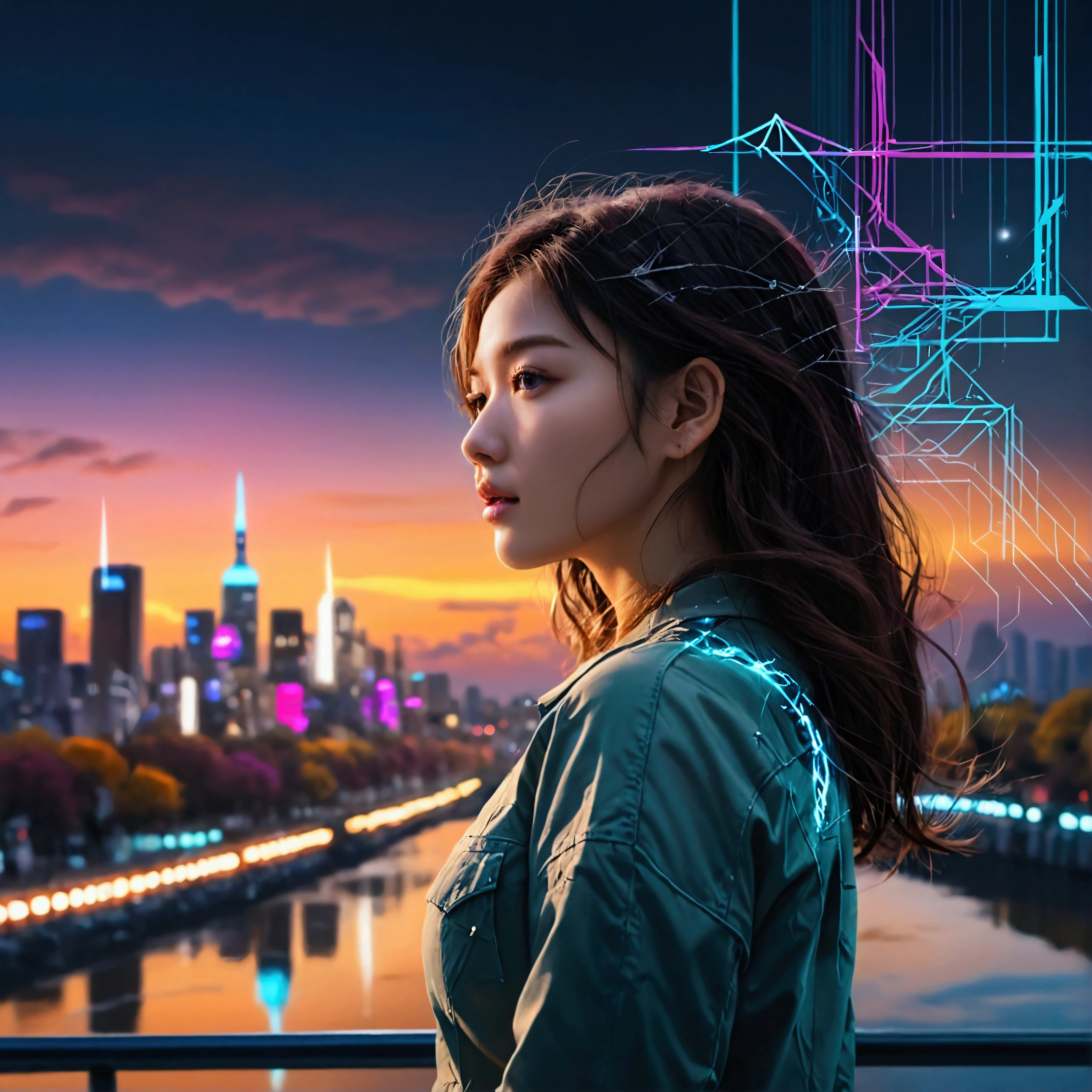 masterpiece, a cute girl fall in a river, fall_Blurry, universeの, reflection, universe, Highest quality, wallpaper, universe服, amazing, depth , nice, Complex, detailed, From the side, perspective, Movement,