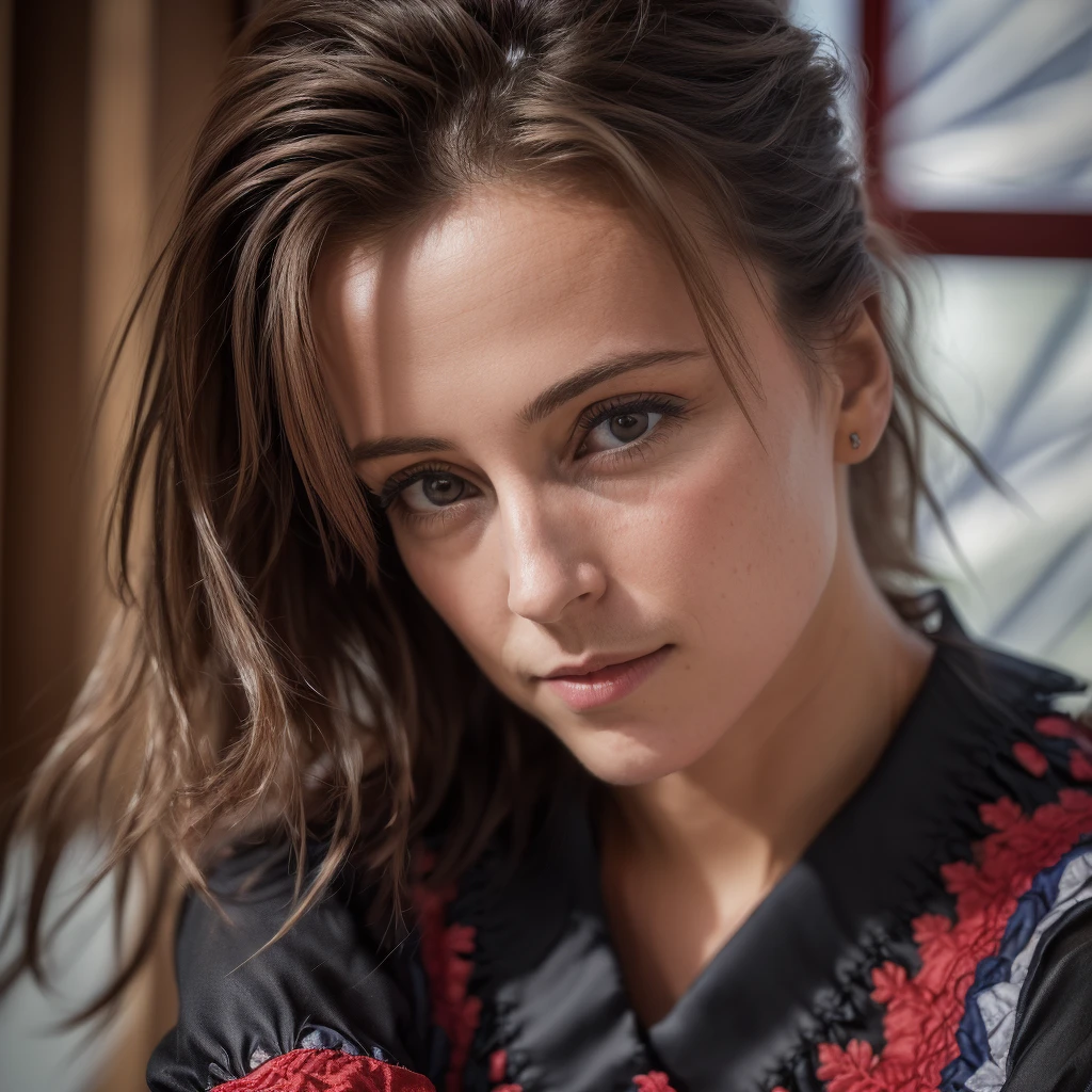 (droit sur la majeure partie du corps: 1.4), Photo portrait RAW UHD d' a 21 year old mixed race brazilian with green eyes, dancing along the beach at sunset, palmiers, Corps mince, pose de danse, blouse blanche décolleté, jupe courte rouge, Details (textures! long, very curly black hair! color!! , disadvantages: 1.1), yeux vert brillants avec beaucoup de Details (En regardant la caméra), Reflex lighting, Appareil photo reflex, ultra-quality, acuity, depth of field, grain du film (centre), Fujifilm XT3, 35mm crystal clear, frame centre, normal but pretty face without makeup, acuity, Orange sunset, bokeh (dimly lit), Nuit, (Nuit sky), detailed skin pores! oily skin, tanned skin, complex eye Details, Tout le corps, very big breasts, Souriant, a few freckles and 21 years old