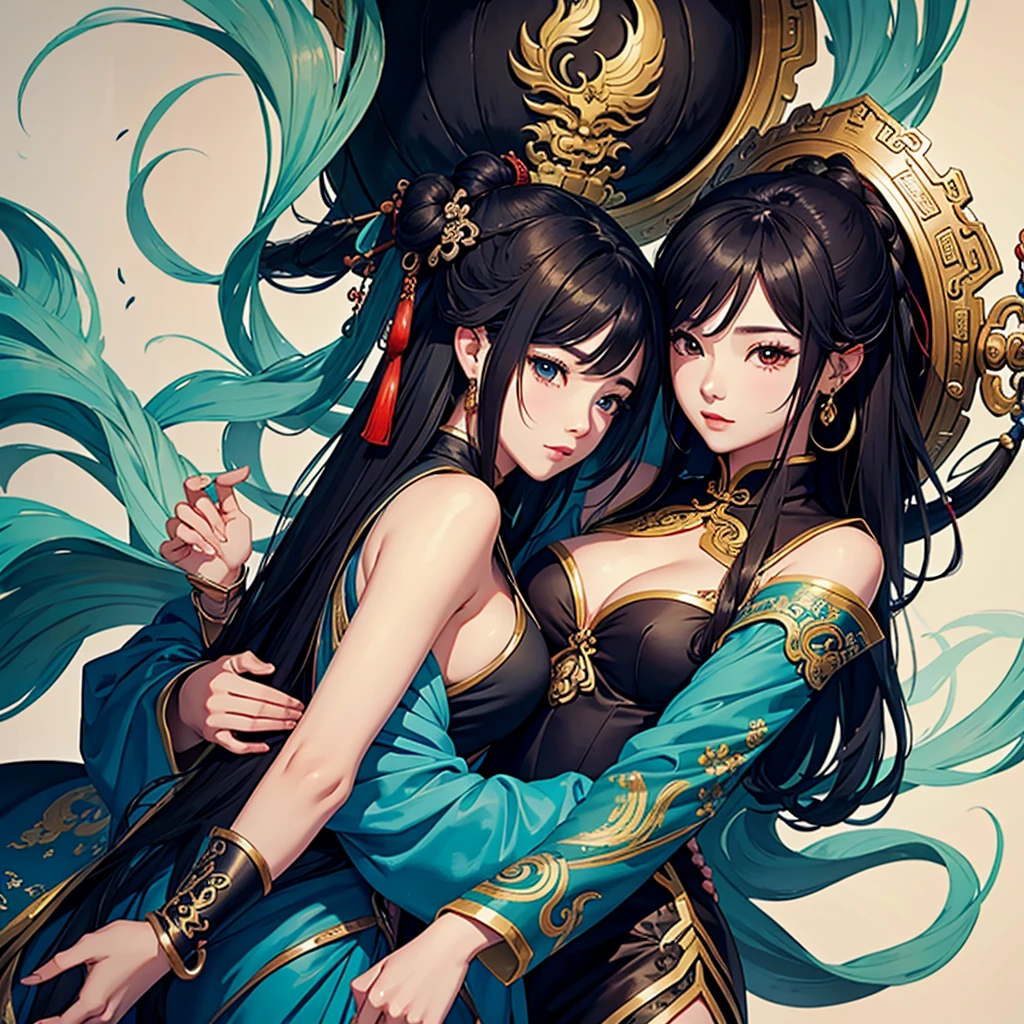 Overall details of a beautiful painting, couple, deep message,chinese fantasy style