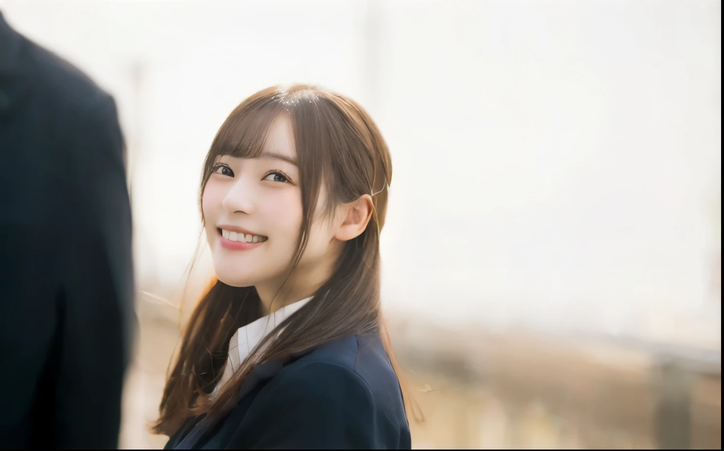 A woman is smiling and looking at the camera, Portrait of a Japan ager, Chiho, close up Another Iwakura, Beautiful Japanese girl face, Young Japanese girl, Another Iwakura, A shy smile, Yoshitomo Nara, Young Asian Woman, An innocent smile, Cute smile, Smiling Kindly