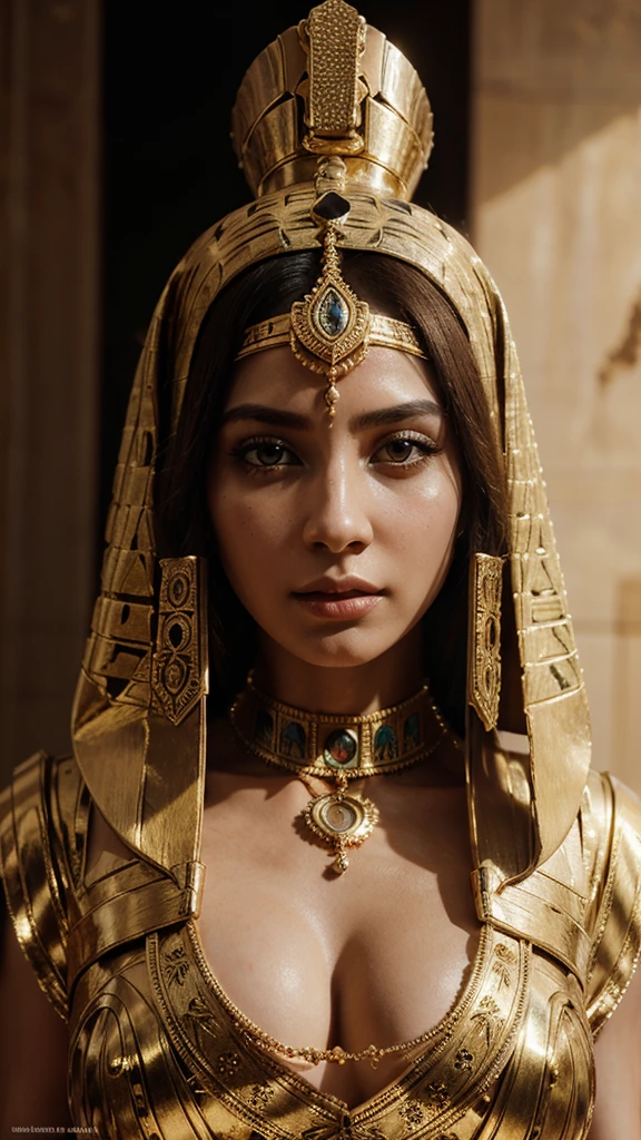 A beautiful pale-skinned woman, pharaoh,intricate headdress,detailed ornate jewelry,ancient egyptian,dramatic lighting,cinematic composition,hyper detailed,masterpiece,photorealistic,8k,ultra-detailed,award winning art