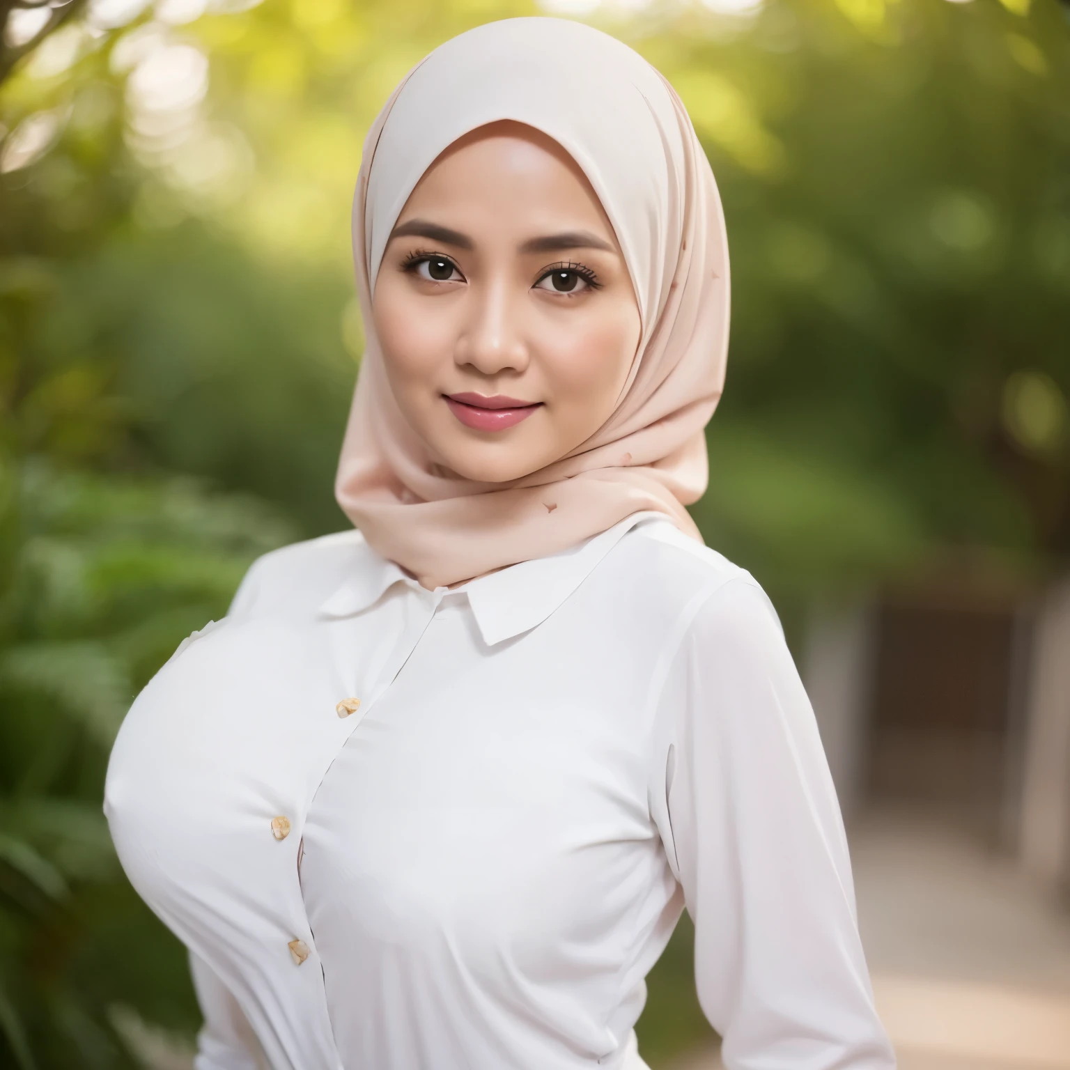 50 years Old, Hijab Indonesian mature woman, Big Tits : 66.9, Gamis, Breast out from her clothes : 1.9, at doctor office, Dark light, at Nighttime