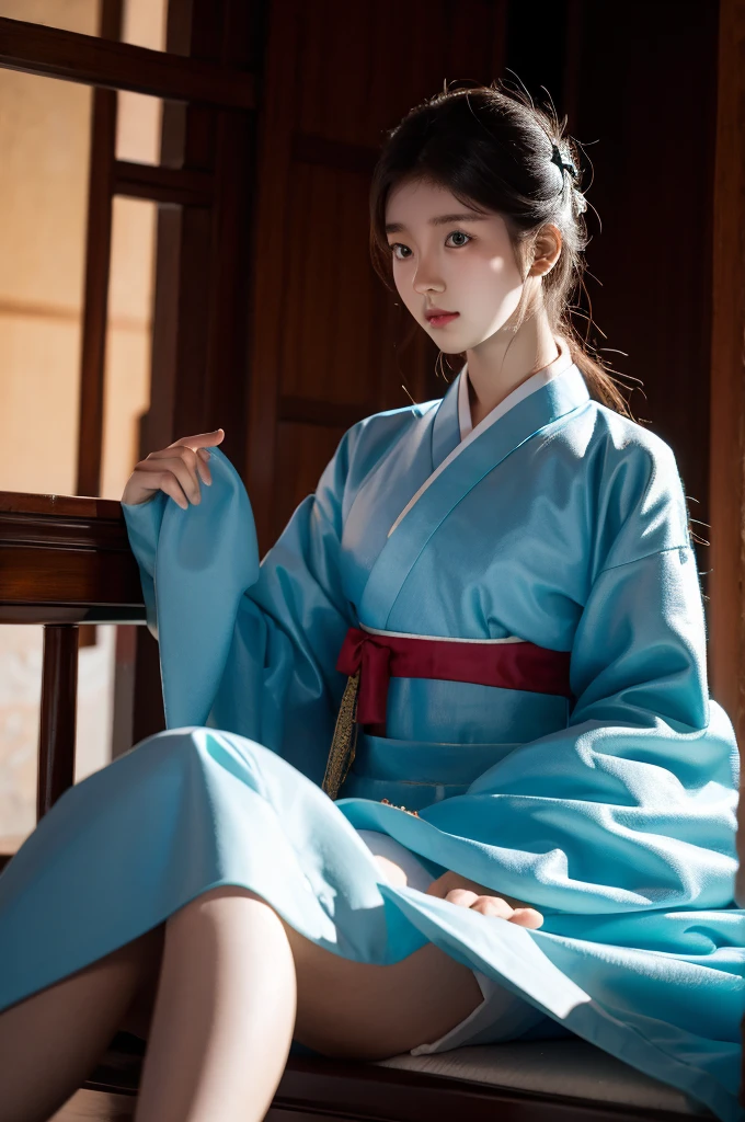 very beautiful, Teenage Korean woman wearing Hanbok, in the palace