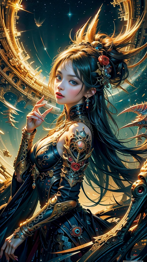 (masterpiece, top quality, best quality, official art, beautiful and aesthetic:1.2), (1girl), extreme detailed,(fractal art:1.3),colorful,highest detailed