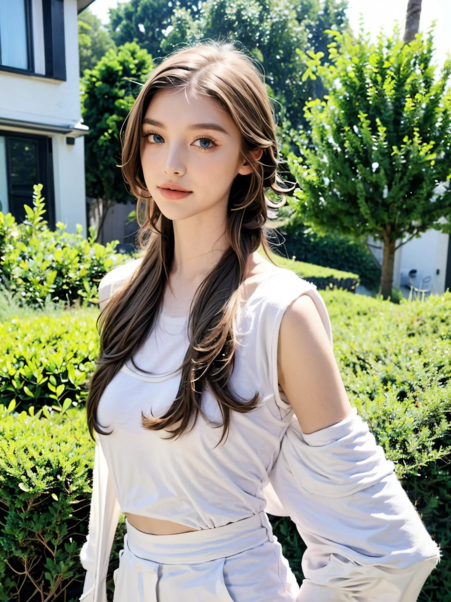 Excellent, masterpiece, white hair, blue eyes, white clothes, upper body, hair, fair skin, side braids, best quality