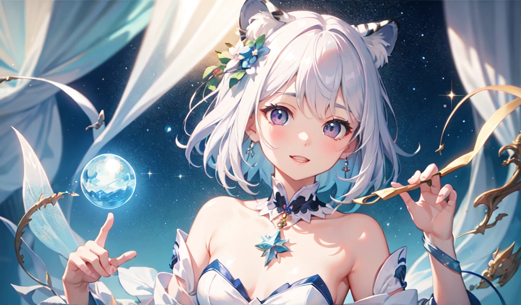 (Highest quality,4K,8k,High resolution,masterpiece:1.2),Very detailed,Realistic,White Tiger Girls Chibi,Beautiful details,Long eyelashes,Detailed lips,A girl in colorful and cute clothes,鮮やかな花を咲かせる背の高いwood々々Play in the Magic Garden,soft, wood々The warm sunlight々Plug in from between,Creates a magical and dreamy atmosphere,Sparkling fairy dust floating in the air,Bring a sense of glamour and wonder to your scenes,The skin has a delicate and intricate tiger pattern...,Glows softly, Mysterious Light,The innocent and happy expressions of the girls,
Emphasize a pure and playful personality,Small and adorable chibi characters,
Add cuteness, A harmonious blend of reality and fantasy,
Evokes childlike joy and imagination, vibrant and lively color palette,
Shades of pink, purple, Blue and,Painting-like texture, Add depth and richness to your artwork, Capture the magical essence of the scene.