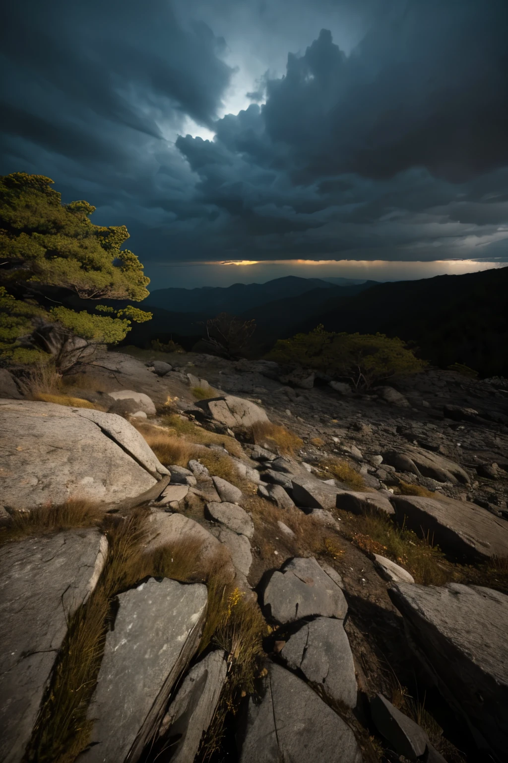 Eerie dark sky、Rocky area、There is no vegetation、wilderness、Kazaguruma