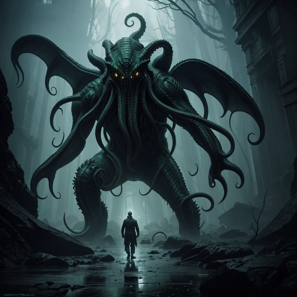 Cthulhu as scary as you can, concept art, fantasy art, johan grenier, greg rutkowski, hyperrealism, trending on artstation, national geographic photo, seb mckinnon, astral, photorealistic, eldritch