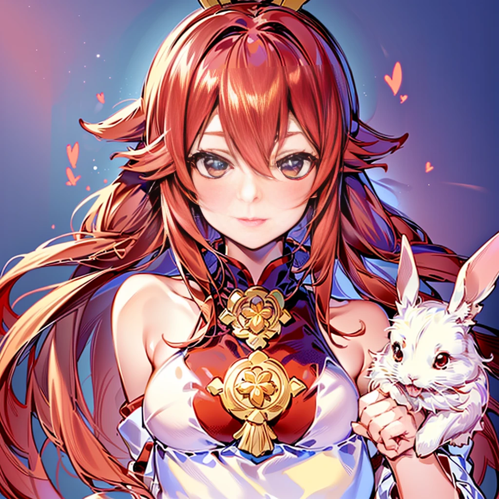 anime, a girl with long red hair holding a white rabbit, anime girl with long hair, anime visual of a cute girl, marin kitagawa fanart, rias gremory, cute anime girl portraits, cute anime girl, ilya kuvshinov with long hair, cute anime girl portrait, ayaka genshin impact, portrait anime girl