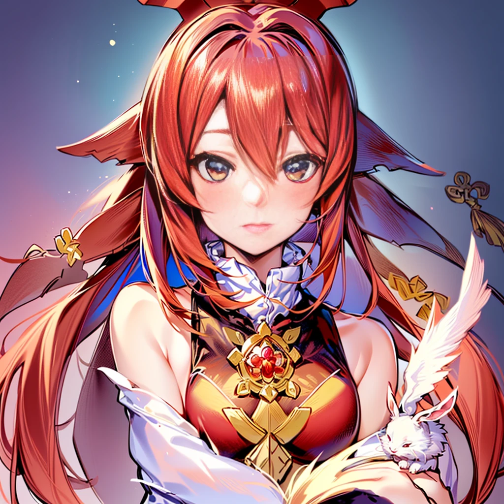 anime, a girl with long red hair holding a white rabbit, anime girl with long hair, anime visual of a cute girl, marin kitagawa fanart, rias gremory, cute anime girl portraits, cute anime girl, ilya kuvshinov with long hair, cute anime girl portrait, ayaka genshin impact, portrait anime girl