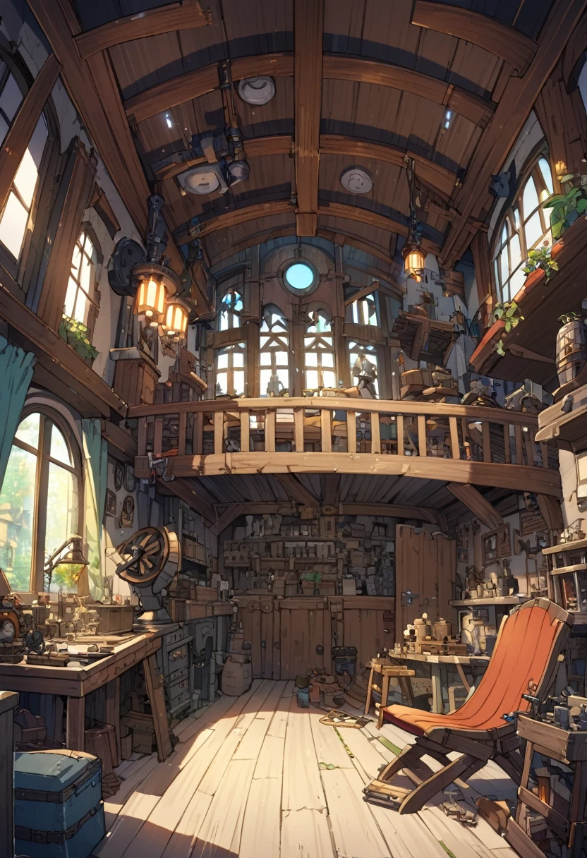 The inside of a carpenter's doll laboratory, medieval fantasy, studio ghibli style