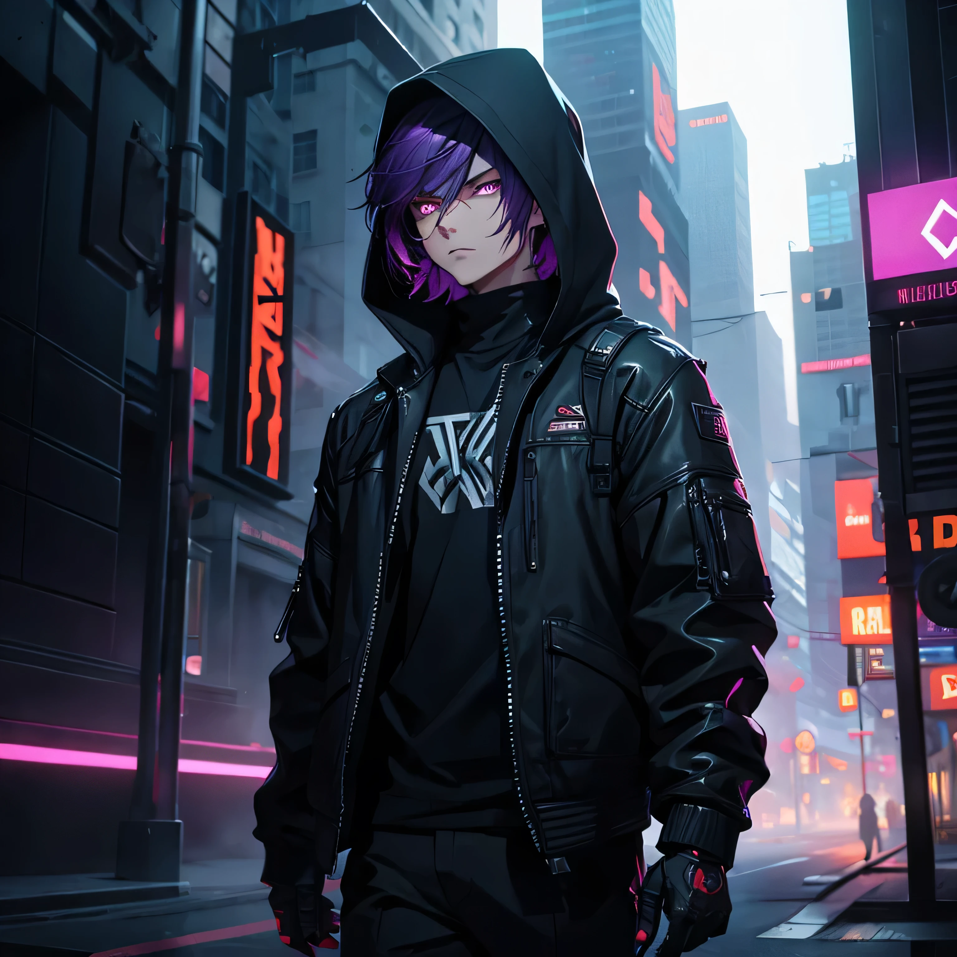 Arafed image of a man in a hoodie standing in a city - SeaArt AI