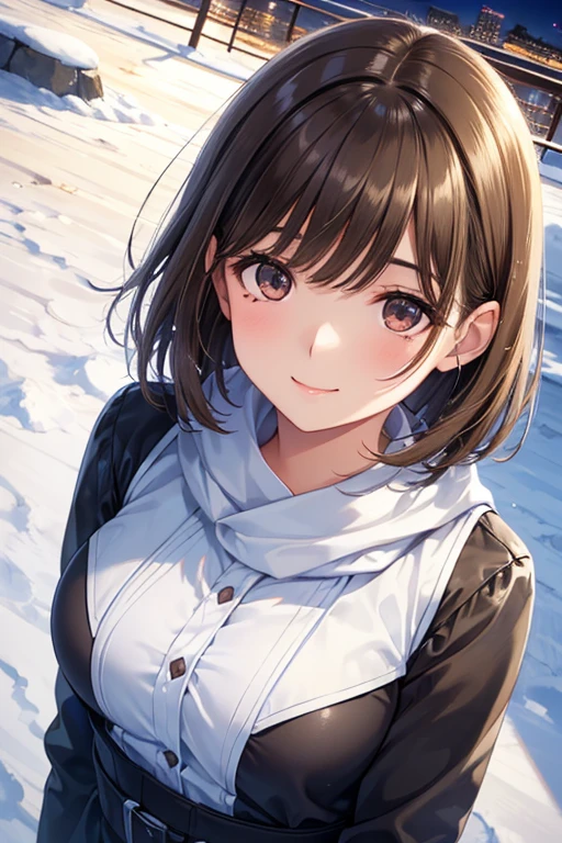 anegasaki nene、Shiny brown hair, short hair, (Beautiful brown eyes、Sparkling eyes, Fine grain)、smile、Ultra-detailed eyes、Highly detailed face, Highly detailed eyes,


Highest quality、masterpiece、High sensitivity、High resolution、Detailed Description、Cowboy Shot、
(masterpiece), (Highest quality), One girl, (Perfect Face:1.2), (Beautiful Face:1.2), (From above, Upper Body:1.3), 
Happy, 軽いsmile, View your viewers, Pause, 
winter coat, Outdoor, winter, snow, at night, Complex, Depth of written boundary, Cinema Lighting,