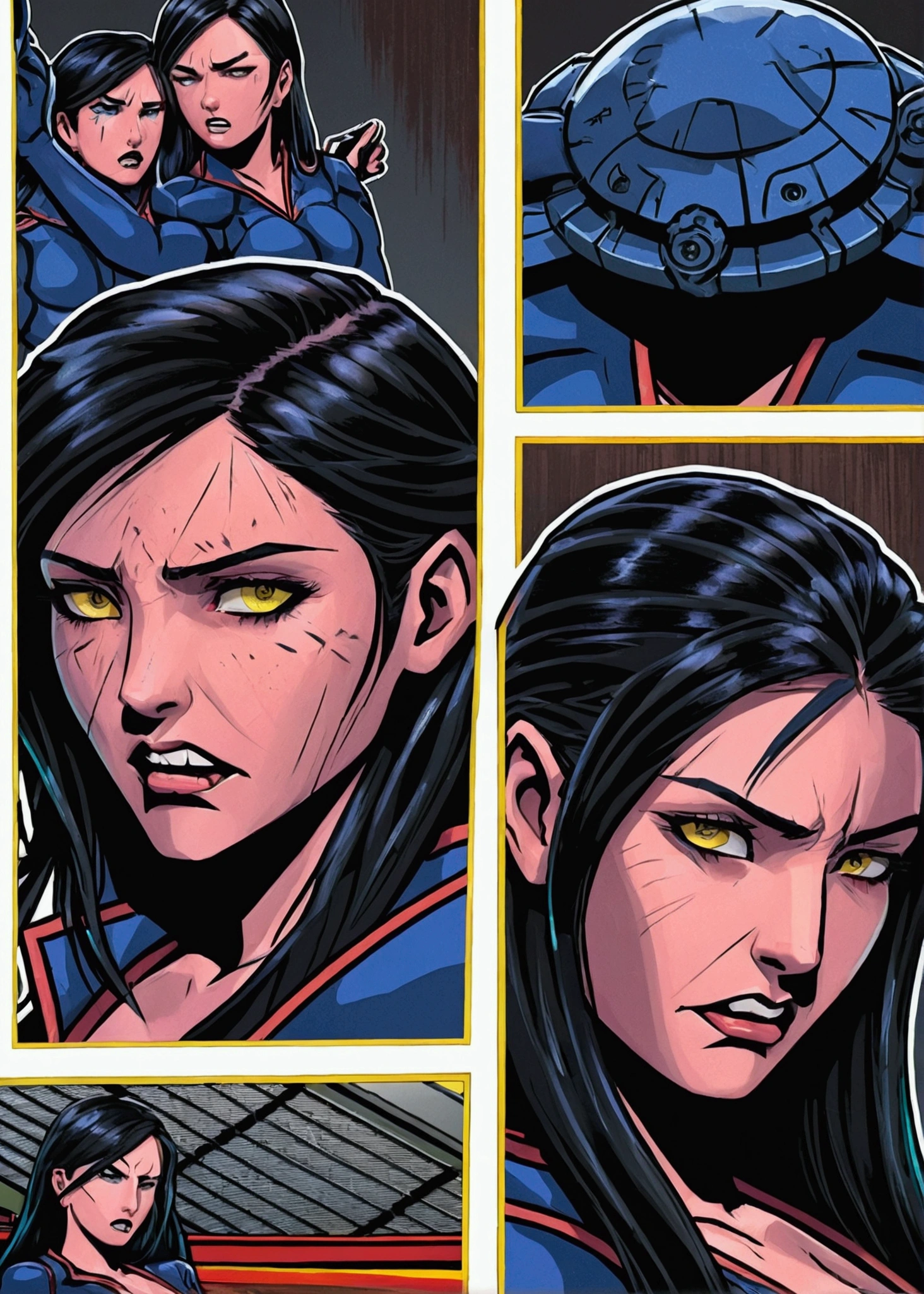 1 muscular girl black hair yellow eyes huge breasts pale skin expressionless sad expressionless sad expressionless sad expressionless sad expressionless sad expressionless sad expressionless sad