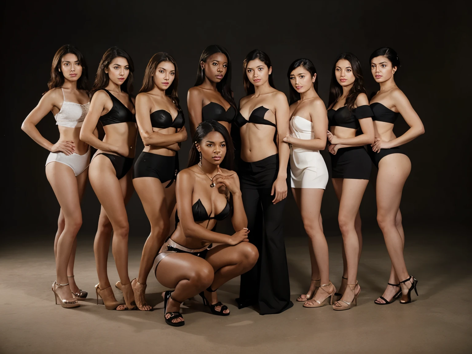 A diverse group of photographic models posing together