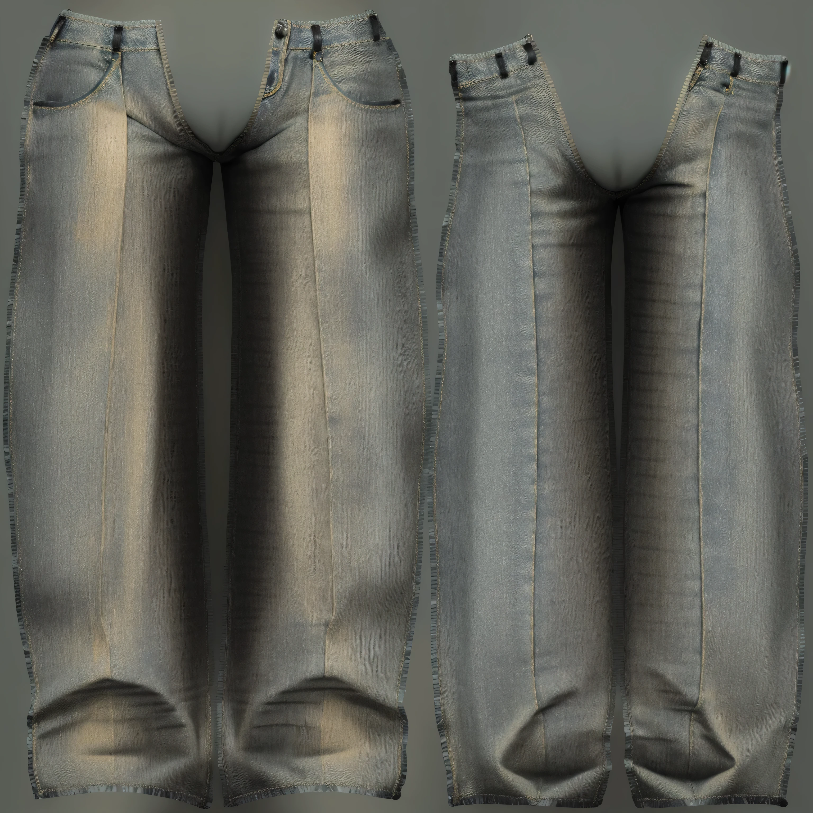 (masterpiece), (best quality), (ultra-detailed), ((masterpiece)) ((best quality)) ((ultra-detailed)) a close up of a pair of jeans with a zipper, detailed clothes texture, clothes high detail, highly detailed clothing, blue jeans. unreal 5, realistically rendered clothing, ugly highly detailed, realistic clothing, heavy shading, cel shaded pbr, high detail texture, untextured, high resolution and detail, realistically detailed shading, cloth simulation, extremly high detailed