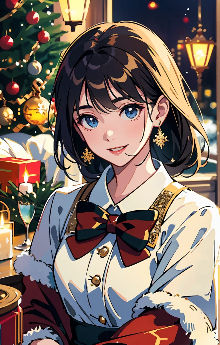 (best quality,4K,8ก,height,Masterpiece:1.2),Very detailed,realistic,gift,table,christmas tree,decorate,Wrapping ,bow,ribbon,gift,holiday spirit,bright colors,warm light,Cozy atmosphere,toy,card,candle,snowflake,fun,celebration,exquisite details,exciting surprise,glitter jewelry,sparkling,beautifully wrapped,Children are excited,expectation,Festive mood,Magical atmosphere,Pleasant moment,wonderful memories,family gathering,Cheerful face,Christmas magic,extravagant,abundance of gift,HDR,UHD,studio lighting,ภาพวาดที่Very detailed,Sharp focus,Physical rendering,professional,bright colors,Bokeh.