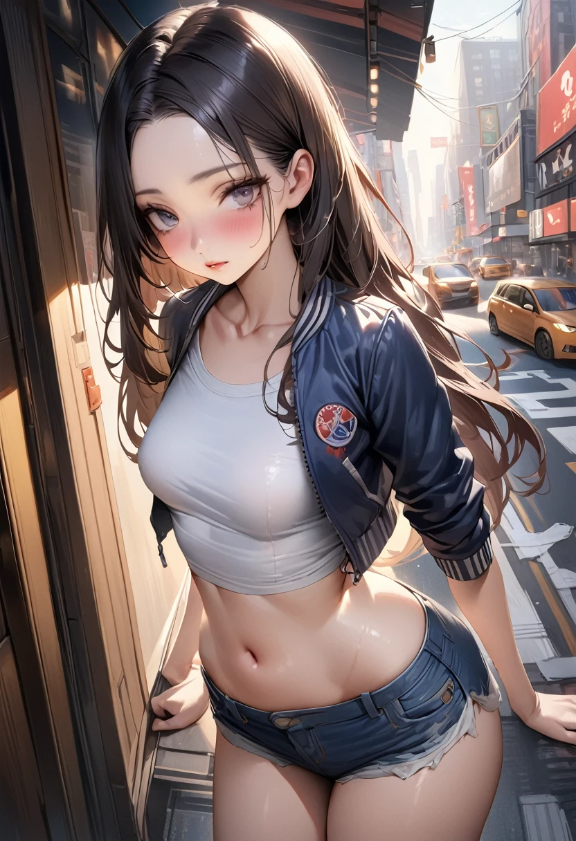 The girl covers her chest with her hands,Tricky occlusion