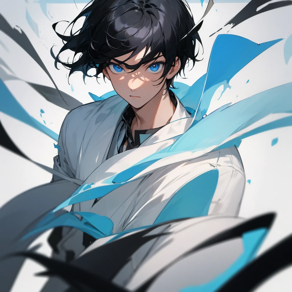 masterpiece,high quality,1 boy,black hair,blue eyes,focus face,cool,