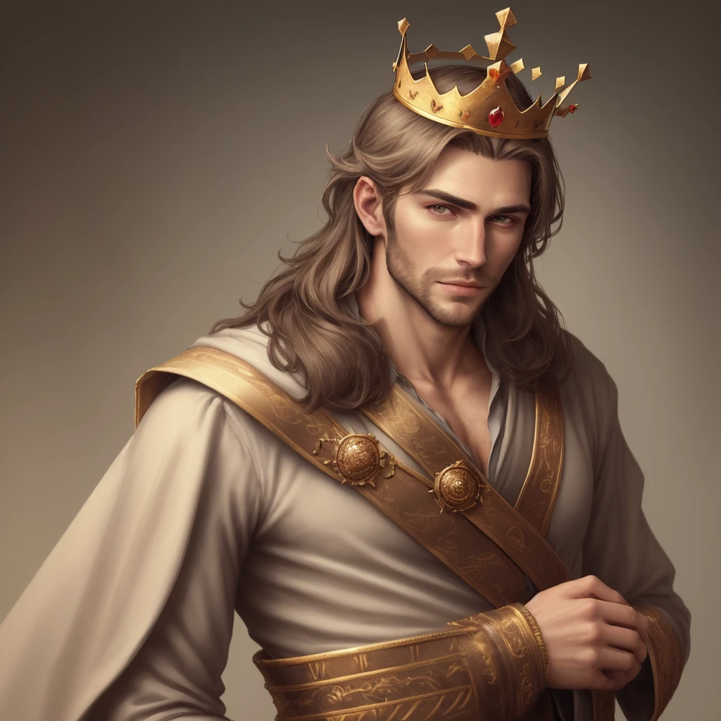 Handsome man wearing a crown