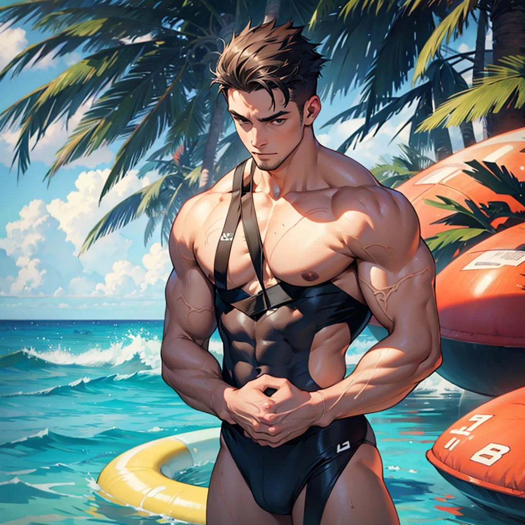 Man in tight swimsuit
