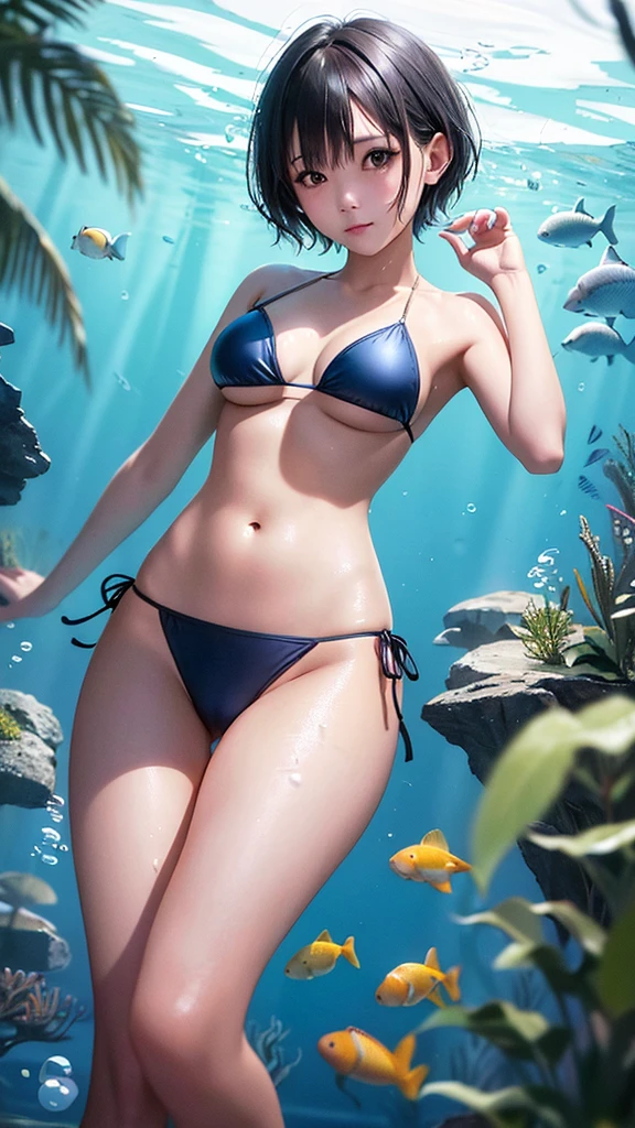 Beautiful girl,sexy lady, blue light bikini girl, camel toe,
short hair black, Underwater, sea water, wet, ดำน้ำทะเล,