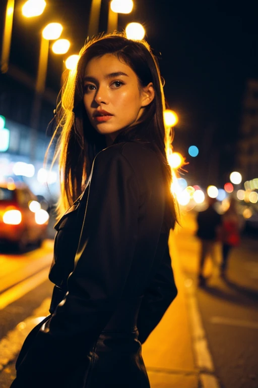 (Cinematic Aesthetic:1.4) Photo of a beautiful germany fashion model bokeh city night