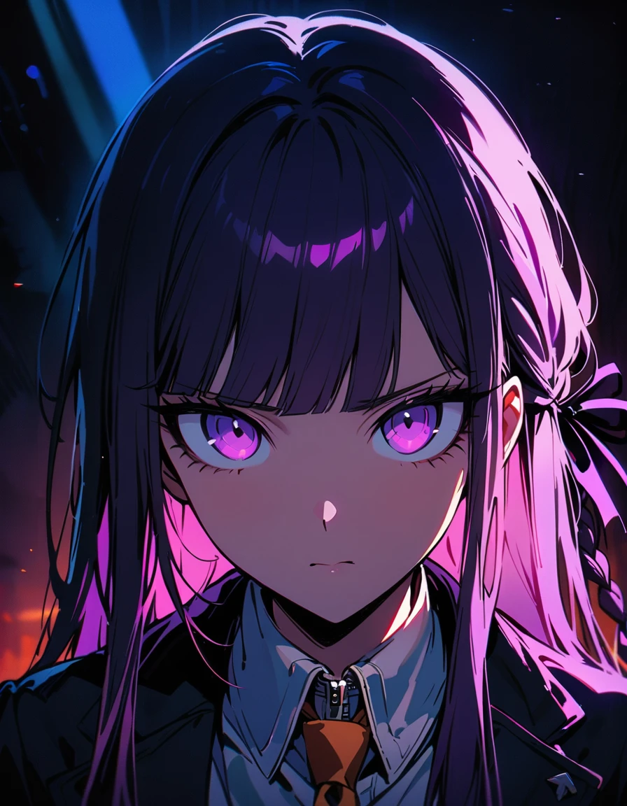 (Kirigiri Kyoko), portrait, (danganronpa), (masterpiece, best quality, ultra detailed), (looking at viewer), (pov, ), (cinematic lighting), blazer
