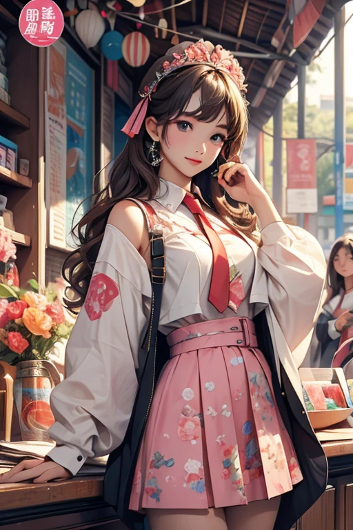 Highest quality、masterpiece、High sensitivity、High resolution、Detailed Description、Slender women、High School Cultural Festival、Mock shop、