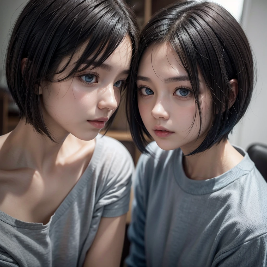 Make a woman cut her own hair, your hair is straight and dark blue