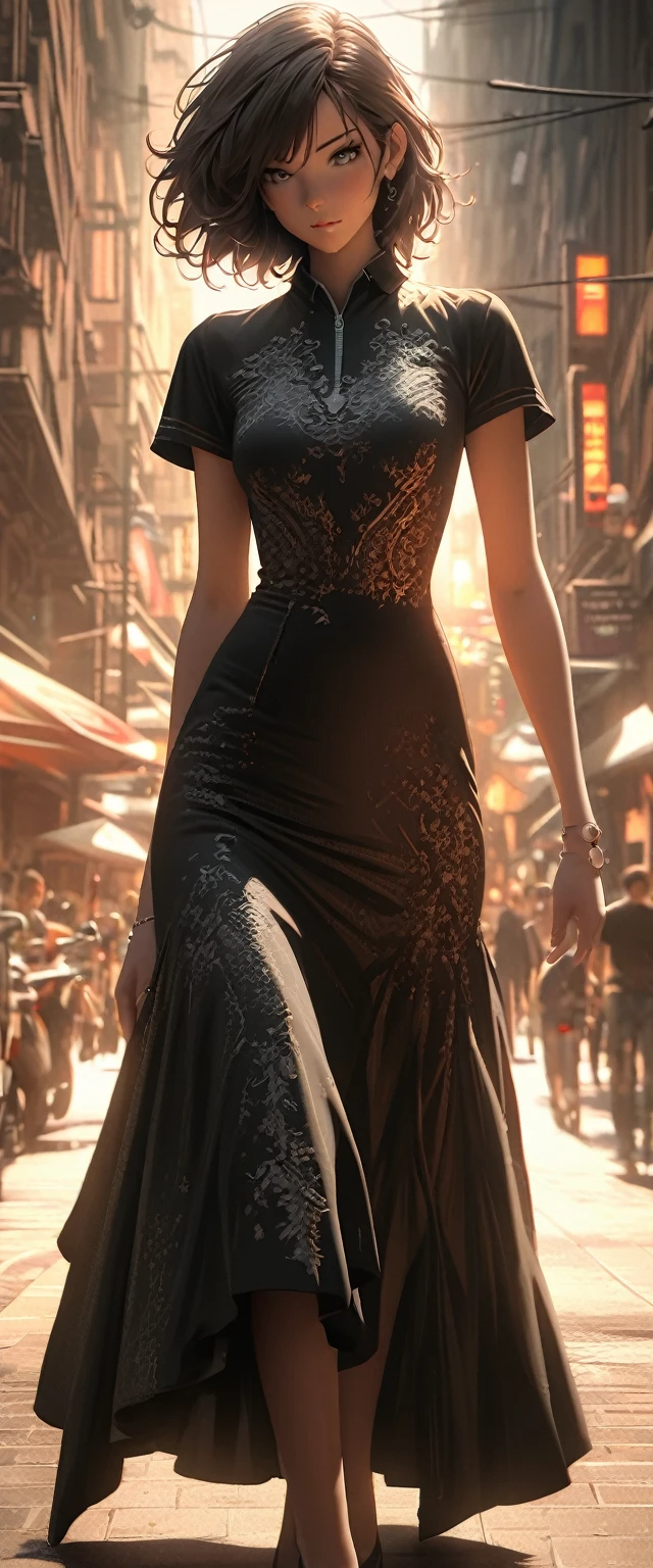 Fashion beautiful female model，T-catwalk，stage，Neon light，dome light，Glowing Effects，Super Fine，Ultra-realistic，Real light and shadow contrast，True ray tracing，True light falloff，True light reflection，Poodlepunk，Snapshot aesthetic style ， High Saturation，CG Art， Enhance Details
