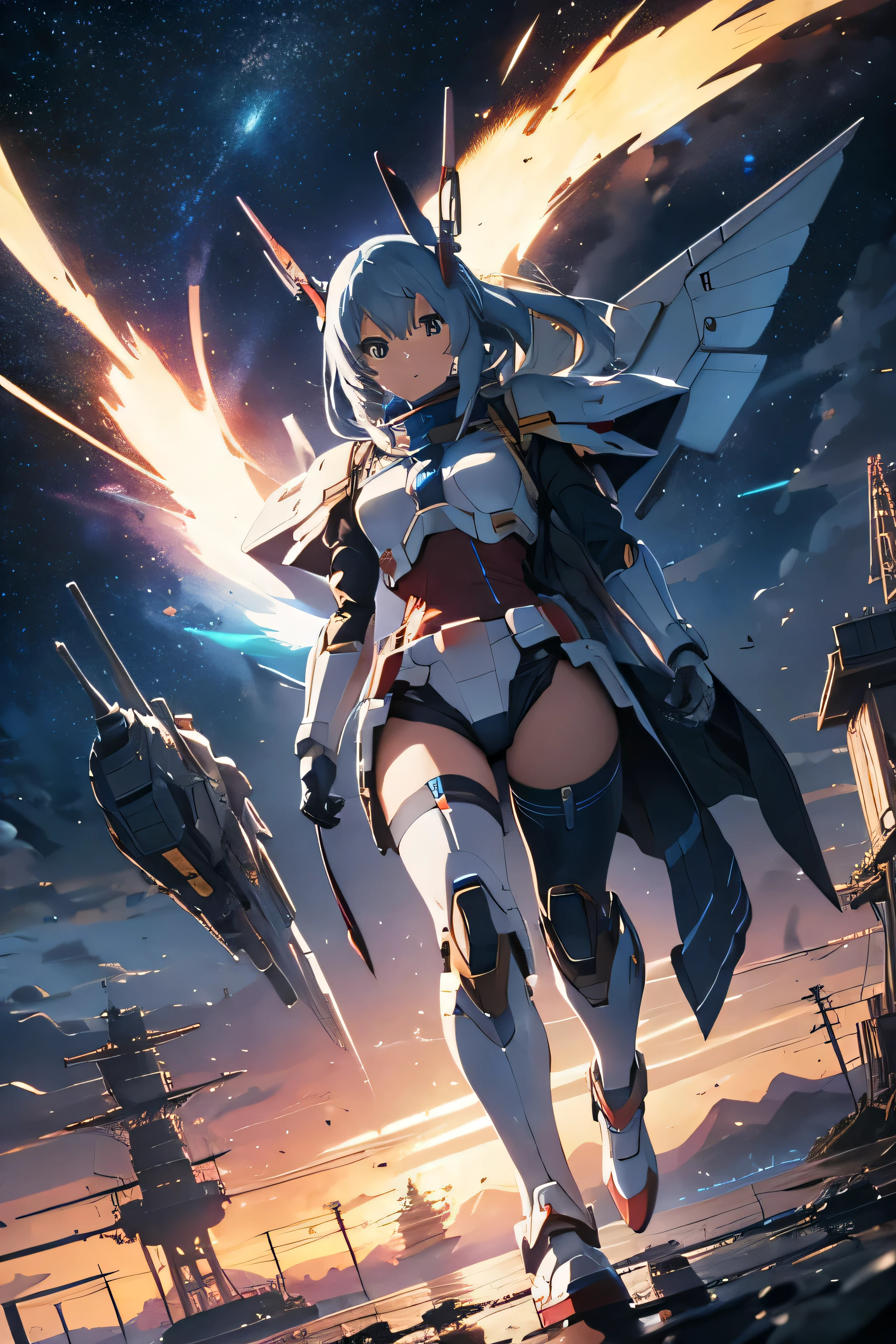 Gundam,Blue Wing,MECA,robot,droid,human_no,masterpiece,best quality,super detailed,super fine illustration,8k,detailed background,Break background on battleship,detailed background,