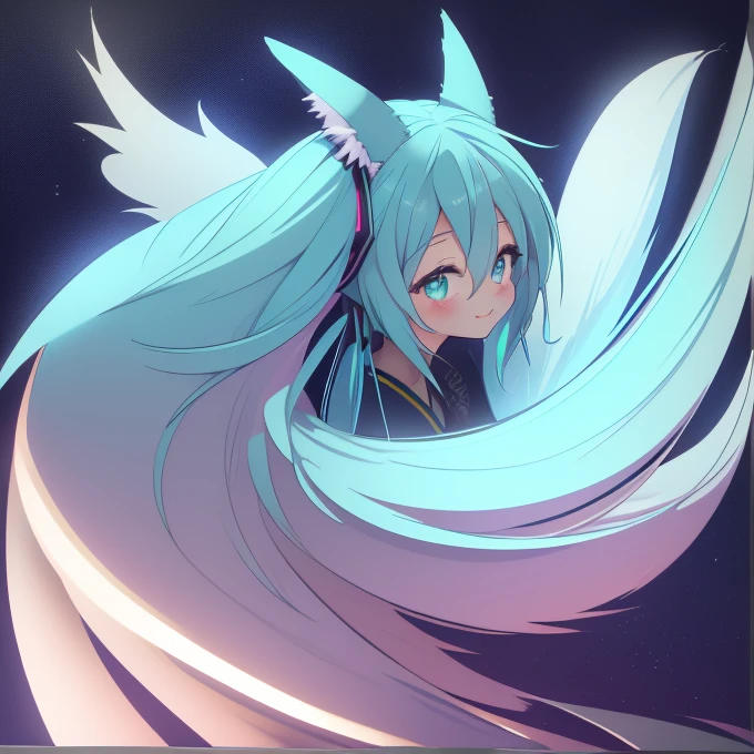 ultra detailed, sharp focus, Best Quality, masterpiece, showy, 1 chica hatsune miku furry antro vixen antro, shadow, Bright aqua eyes, smile add_detail, :3, close up, volumetric lighting, high contrast, dimly lit, japanese matsuri background