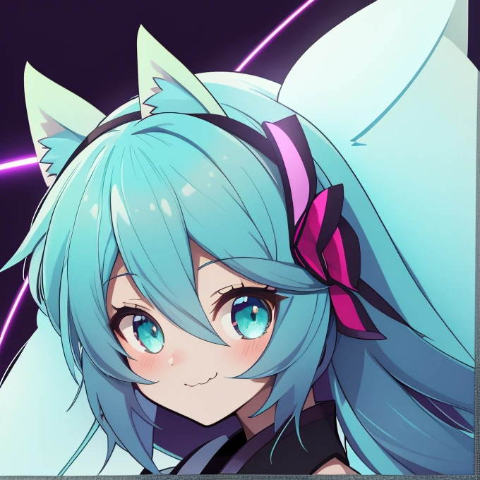 ultra detailed, sharp focus, Best Quality, masterpiece, showy, 1 chica hatsune miku furry antro vixen antro, shadow, Bright aqua eyes, smile add_detail, :3, close up, volumetric lighting, high contrast, dimly lit, japanese matsuri background