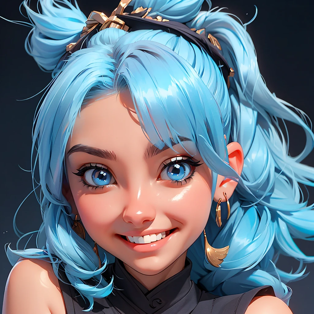 (masterpiece), (best quality), (ultra detailed),(disheveled hair),(illustration), (1girl), standing, smiling, beautiful detailed eyes, light blue eyes, detailed beautiful face, (kamisato ayaka: 1.2), focus on face, ponytail, kamisato ayaka(genshin impact), light blue hair, detailed hair, bangs, best lighting, best shadow, highly detailed, vibrant
