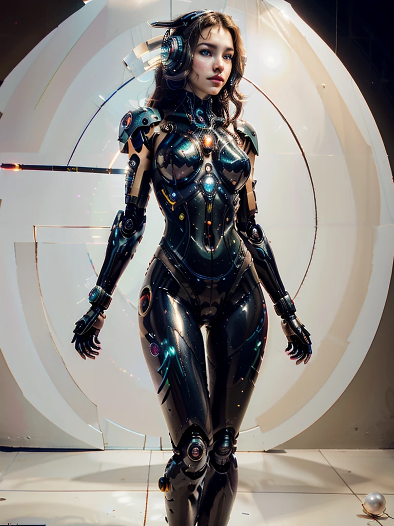 woman in headdress, in different poses, full length, seductive, very detailed visual portrait, futuristic робототехник, nice, on another planet, extremely detailed shot of the goddess, beautiful cyborg girl, Jason Angle, keyframe, anthropomorphic _ Humanoid, futuristic, realistic and high quality