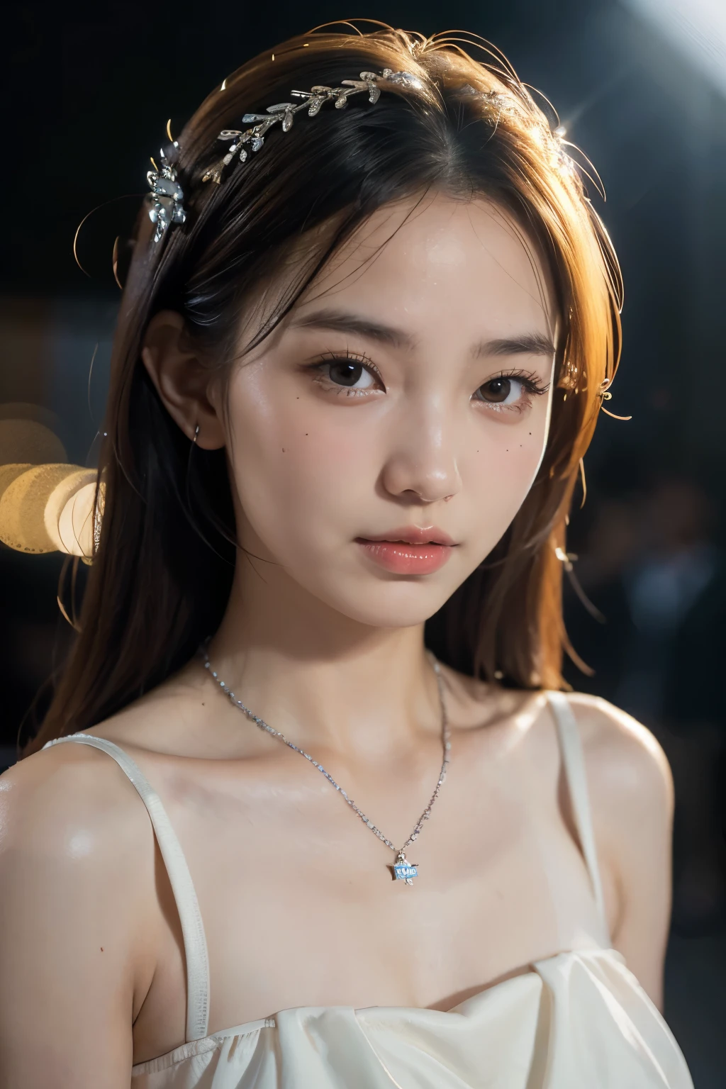 best quality, masterpiece, highres, 1girl,china dress,hair ornament,necklace, jewelry,Beautiful face,upon_body, tyndall effect,photorealistic, dark studio, rim lighting, two tone lighting,(high detailed skin:1.2), 8k uhd, dslr, soft lighting, high quality, volumetric lighting, candid, Photograph, high resolution, 4k, 8k, Bokeh,