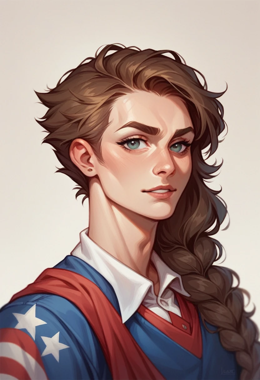 thomas jefferson portrait in front of usa flag