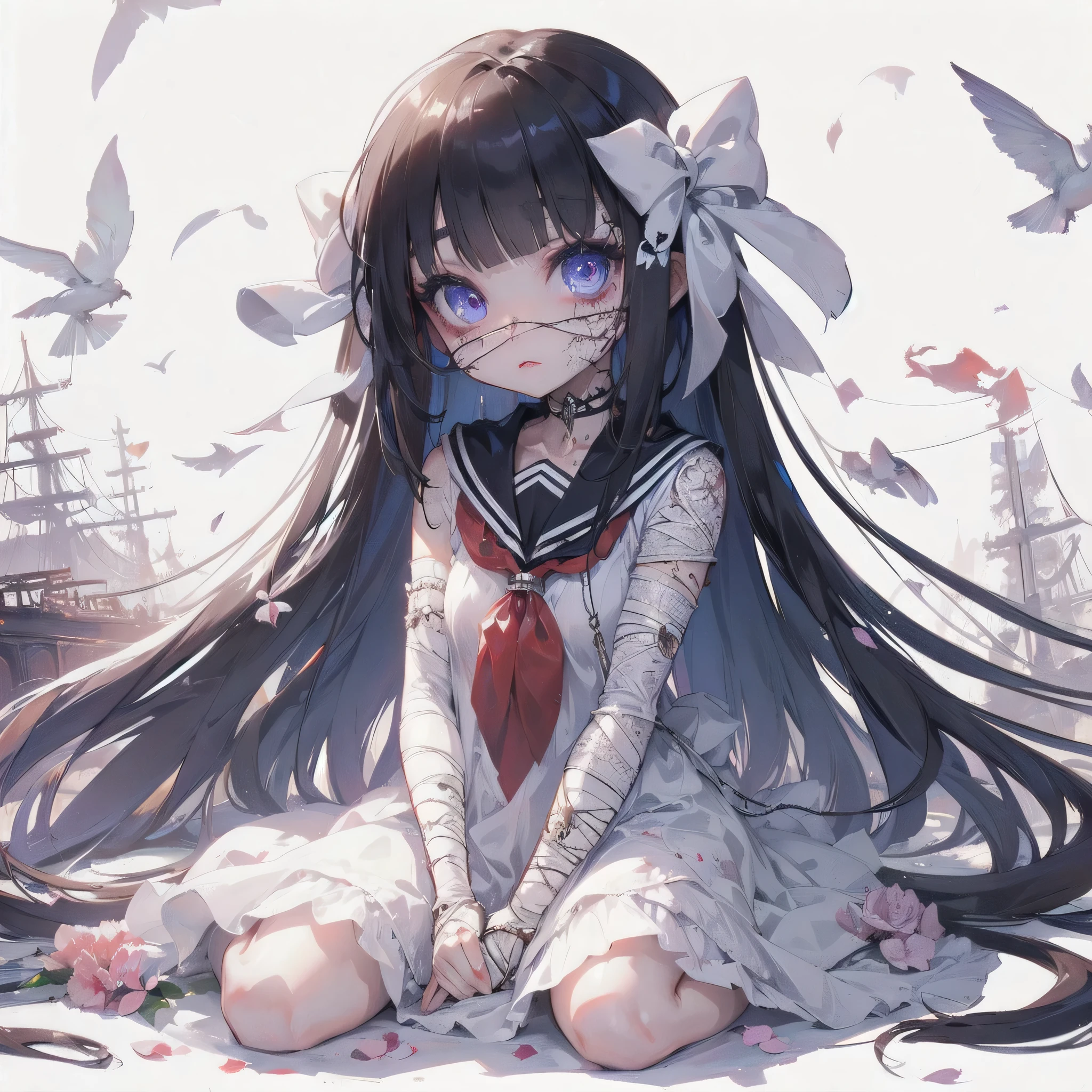 masterpiece, (textured skin), best quality, gorgeous beautiful, (a beautiful girl,zombie),detailed clothes,large breasts,narrow waist,, (beautiful face), cinematic lighting, (fantasy anime art ),