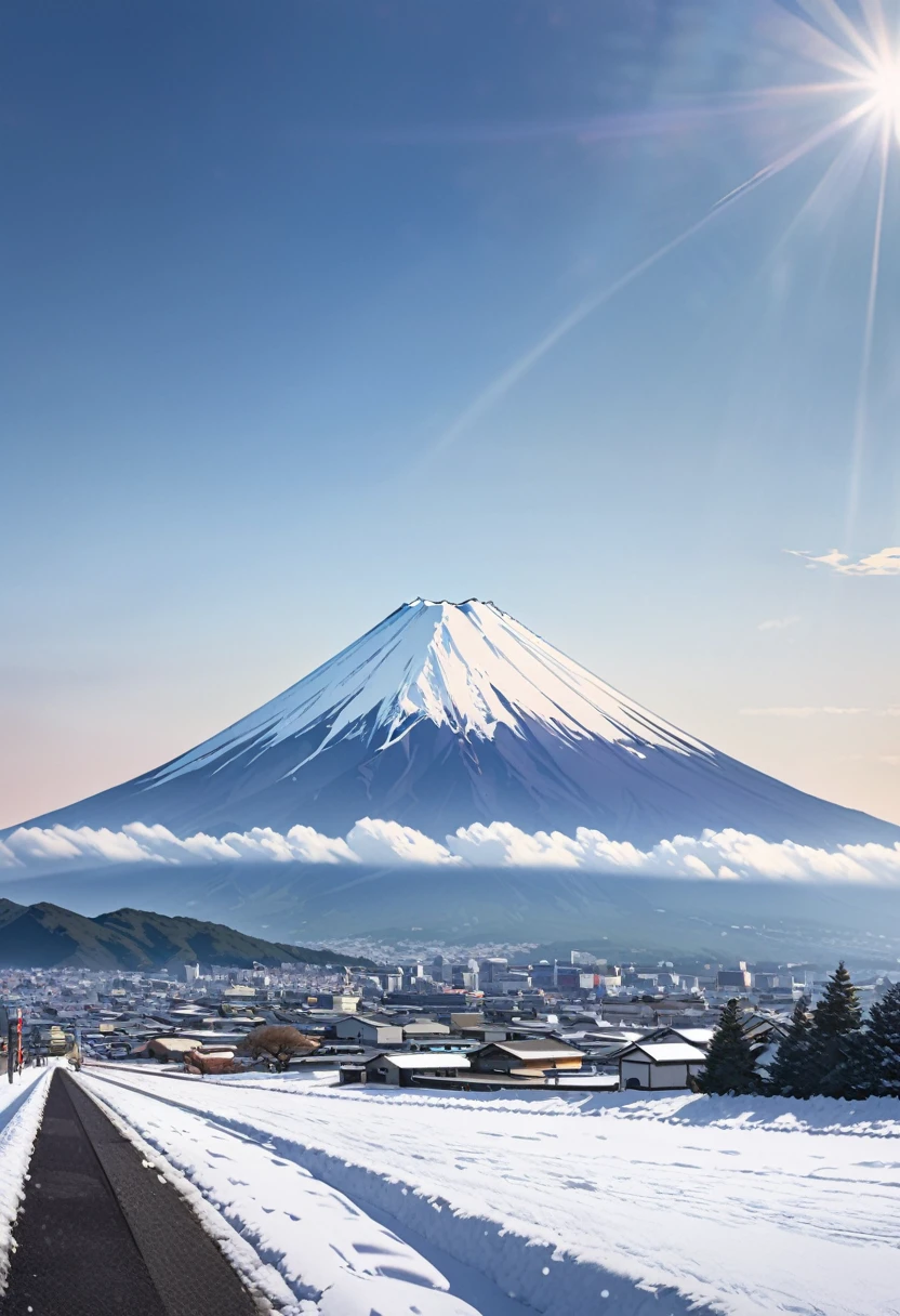 Ultra-realism Snow Scene You can see Mt. Fuji