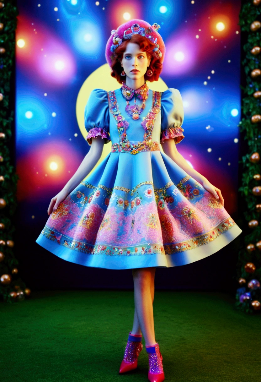 a Fashion Model, Dress, full body, 35mm photograph, bokeh, by Rachel Maclean, cinematic still, (best quality, masterpiece), very aesthetic, perfect composition, photorealistic, intricate details, ultra-detailed, vivid colors