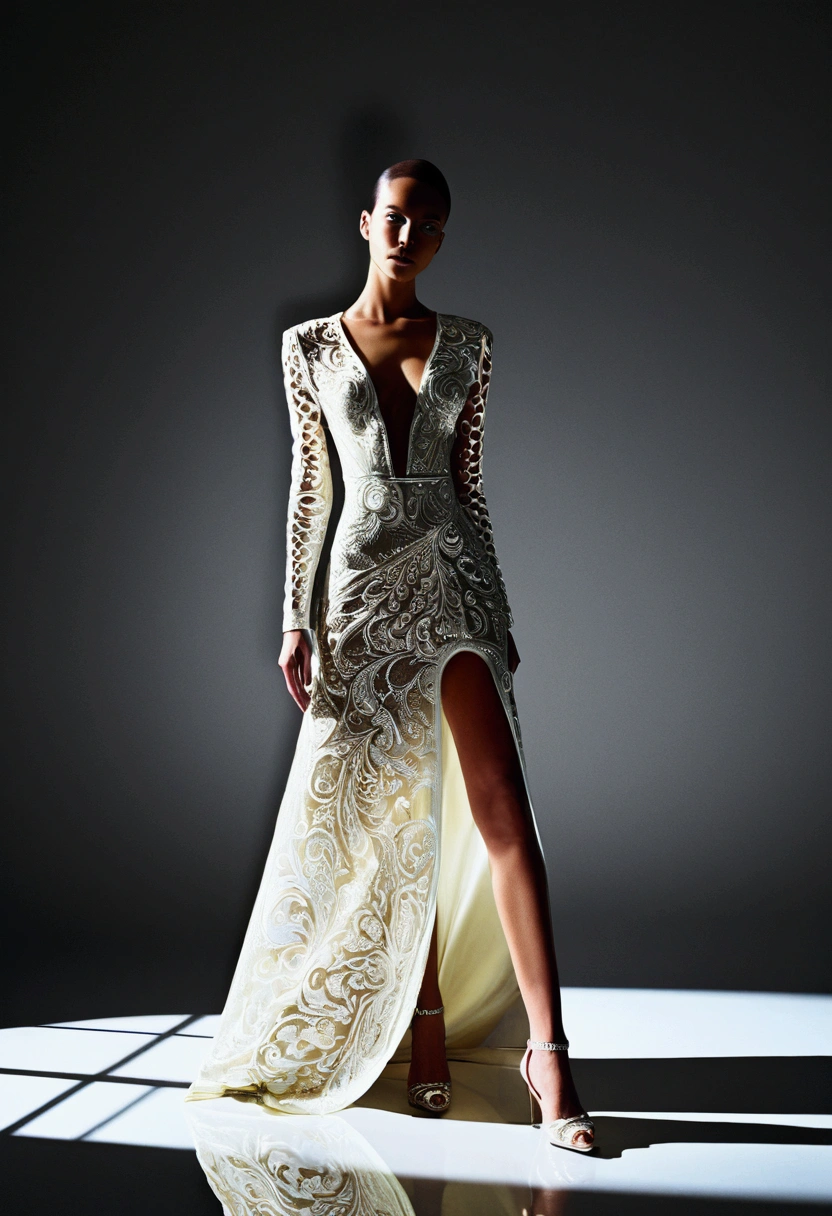 (Fashion Model), 50mm photograph, photography, untitled, luminous shadows, flat figuration, high gloss, self-portrait, high detail, full body, award-winning, cinematic still, emotional, vignette, dynamic, vivid, (masterpiece, best quality, Professional, perfect composition, very aesthetic, absurdres, ultra-detailed, intricate details:1.3)