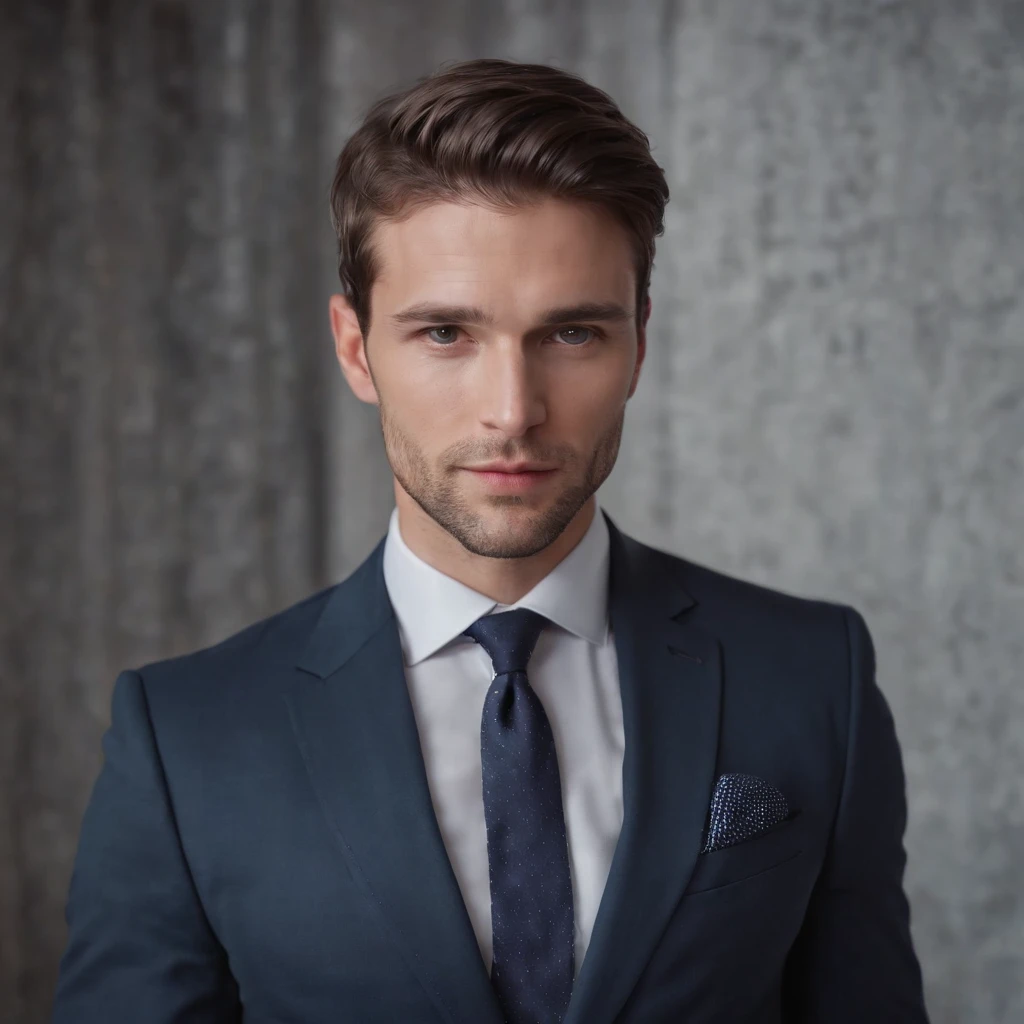 attractive 30 year old man in Hugo boss business suit, full body shot