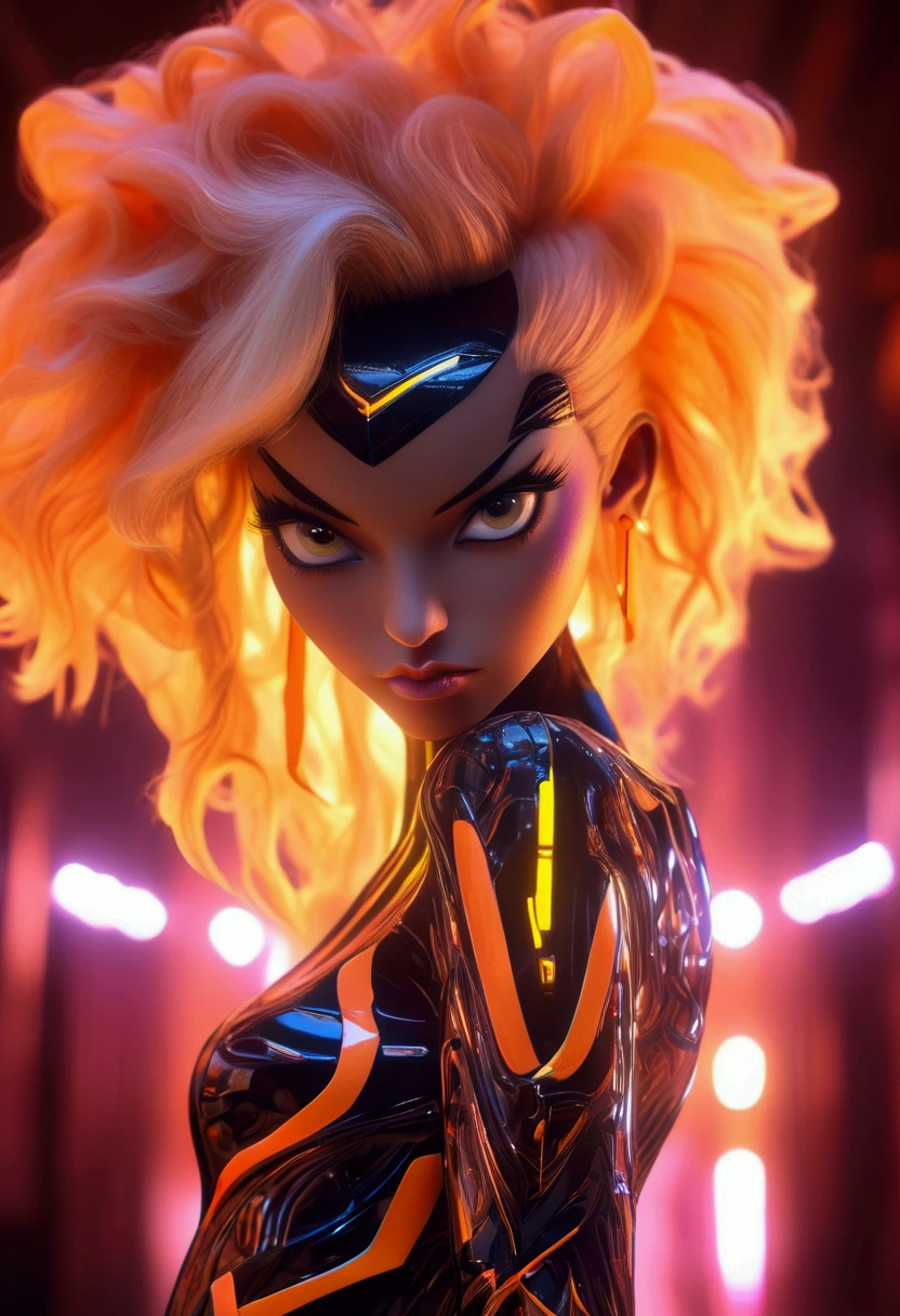 (Fashion Model), 50mm photograph, photorealistic, in the style of neonpunk, light orange and light black, mood lighting, full body, award-winning, cinematic still, emotional, vignette, dynamic, vivid, (masterpiece, best quality, Professional, perfect composition, very aesthetic, absurdres, ultra-detailed, intricate details:1.3)​