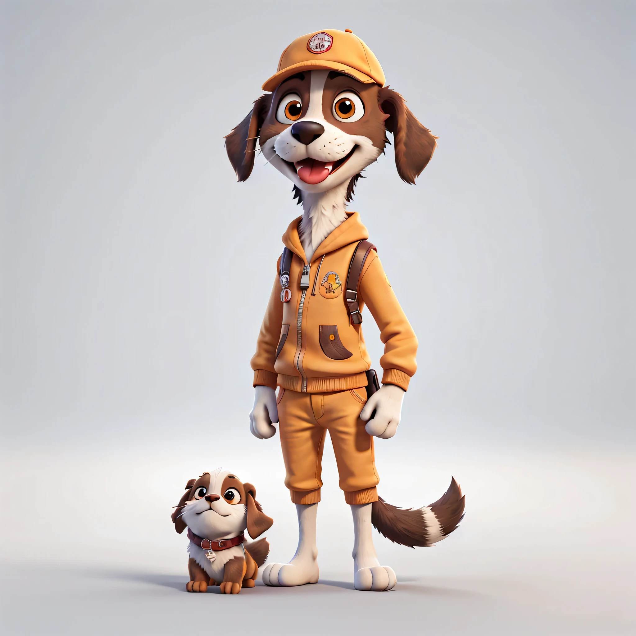 Puppy, design of character, highy detailed, digitl art, cinematic lighting, White background, fazer realista desse Puppy com detalhes incríveis, ultra realistic textured, richly detailed texture details, glare reflection in the eyes, Puppy feliz sorrindo, happy, com bigode de Puppy, realistic mustache hair, mouth with tongue teeth, detailed mouth, with lingual teeth and happy, high quality best, Muscote dogs