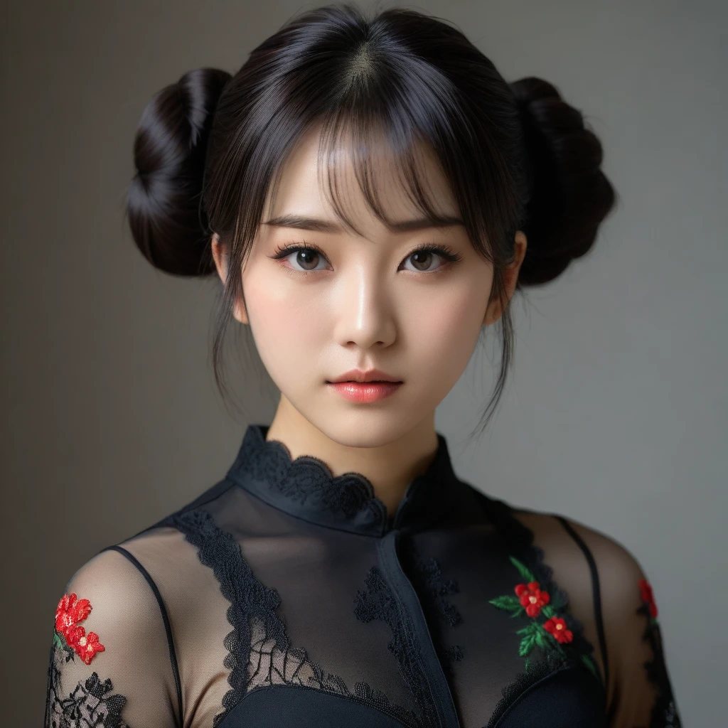 8k, Ultra-high resolution, Highest quality, masterpiece, 三分割法によるphotograph,Surreal, photograph, 1 Girl, (16 years old:1.3), pretty girl, Cute Face, Beautiful eyes in every detail, 細かくdetailedに,masterpiece,One Girl:1.2,Japan Female Teachers,extream close up,sad,streaming tears,Black short hair,Messy bun hair,(black suit:1.3),Nun's clothing,(印象派の美しい少女のPortraiture), (Gray background:1.3),(Impressionist light and colour),Gothic Girl , (One-piece suit, Embroidery lace, Sexy Embroidered Mesh Pantyhose Gloves),Realistic Skin, Perfect and beautiful face ,完璧でCute Face, Skin with attention to detail, Perfect limbs、Narrow waist,Looking at the audience,(((Ideal body type))),A cup small breasts :2,Portraiture:2,Perfect Anatomy,鮮明なdetailed,detailed,Surreal,Light and shadow,darkness